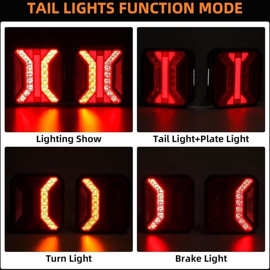 2 Stuks Aanhanger Achterlichten IP65 12 V 24 V Superhelder Waterdicht Knipperlicht Remlicht Achteruitrijlicht Mistlamp Reflectielamp voor Aanhanger Vrachtwagen Caravan Bus Tractor