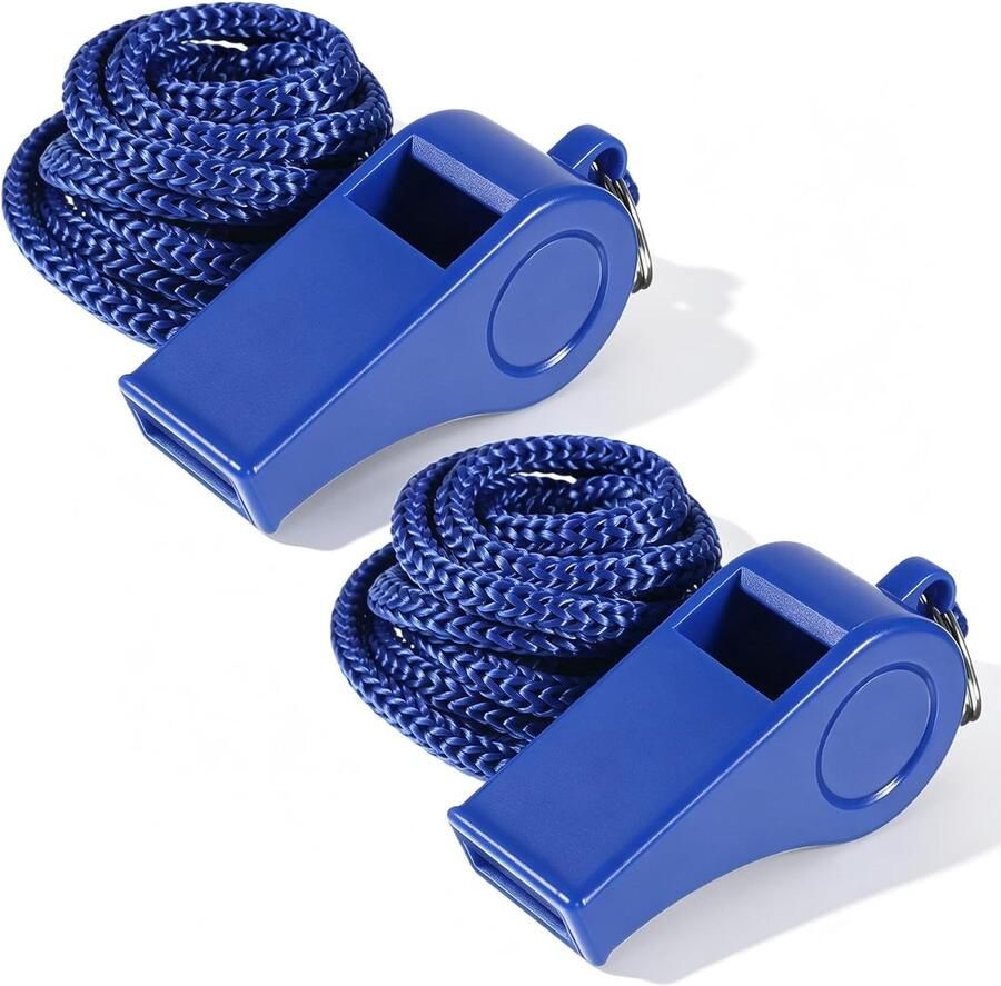 2 stuks blauw fluitje voor touringcars met lanyard plastic fluitjes voor leraren luid helder geluid fluitje noodfluitje voor volwassenen politieambtenaren sporttraining