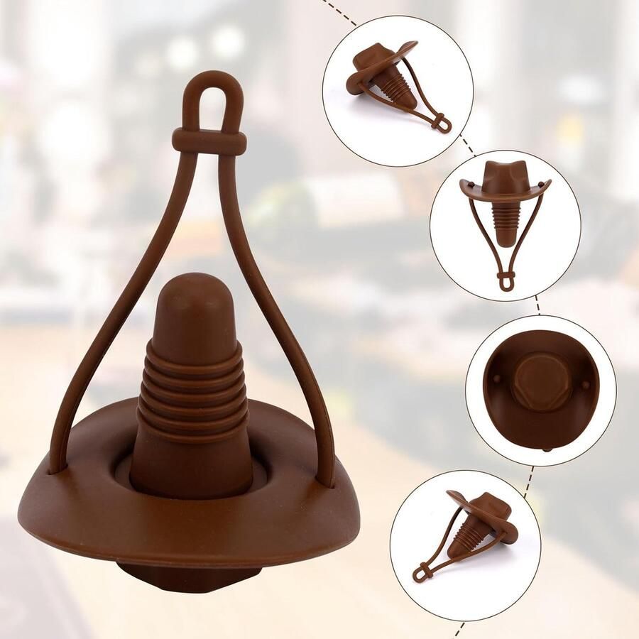 2 Stuks Cowboyhoed Wijnstop Herbruikbare Siliconen Wijnfles Afsluiter Leuk Decoratief Topstuk Nieuwigheid Keukengadgets & Bar Accessoires voor Bier Champagne Whisky