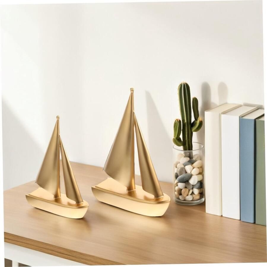 2 Stuks Delige Abstracte Resin Zeilboot Sculpturen Moderne Nautische Decoratie voor Entree Kantoor Ontworpen Zeilboot Beeld Uniek Geschenk Vintage Maritieme Ornament