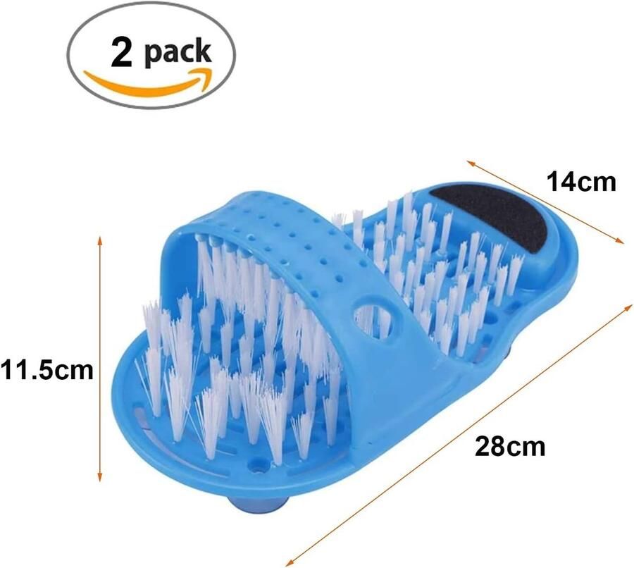 2 Stuks Douche Voetborstel en Massager Slippers met Zuignappen voor Effectieve Voetverzorging en Hygiëne Ideaal voor Badkamer en Circulatie Verbetering