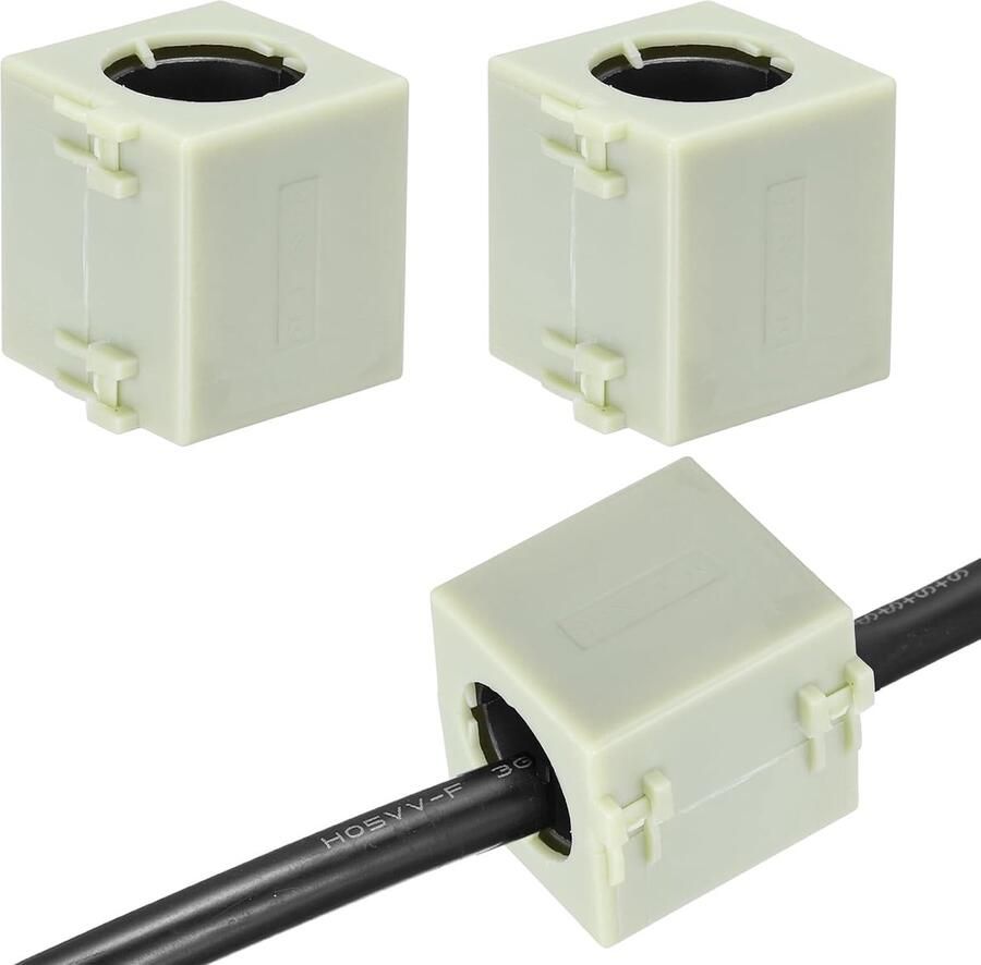 2 stuks ferrietkern met clip RFI-EMI-ruisonderdrukkingsfilter voor USB-audio- en videokabel 19 mm voor het verminderen van storingen vierkant geel