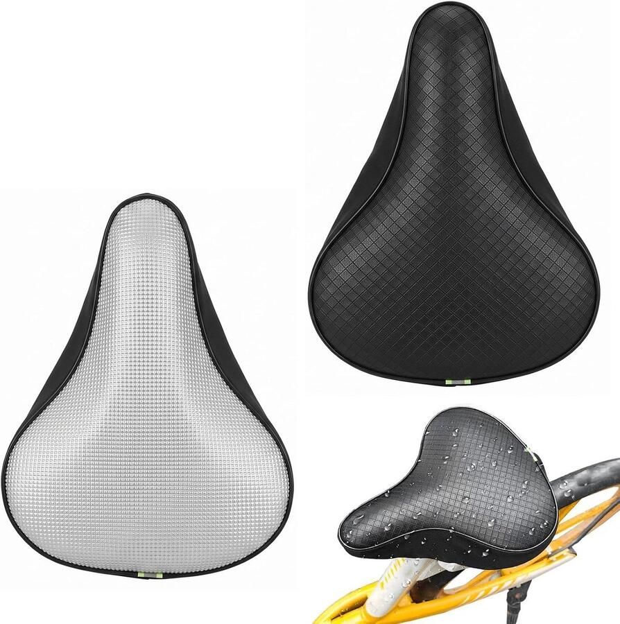 2 stuks fietszadelhoes waterdicht en uv-bestendig design met zilveren en zwarte ruitjes universele thermische fietszadelhoes voor fiets MTB racefiets e-bike
