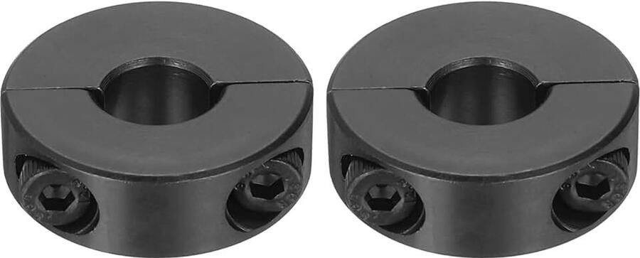 2 stuks golfklem 10 mm boring 30 mm AD 10 mm dik dubbele gedeelde stelringen koolstofstaal golfkraag met stelschroeven zwart