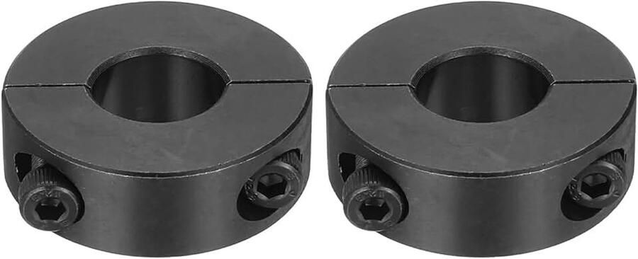 2 stuks golfklem 15 mm boring 35 mm AD 12 mm dik dubbel gedeelde stelringen koolstofstaal golfkraag met stelschroeven zwart