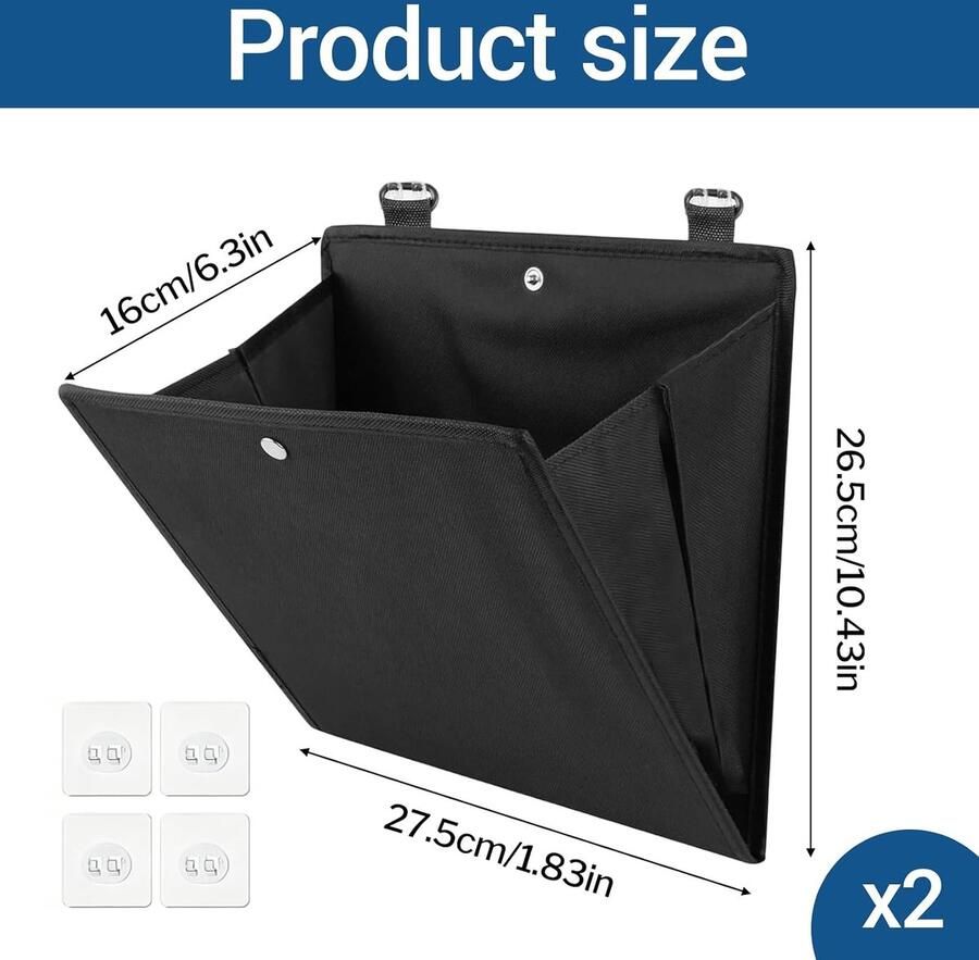 2 stuks hangorganizer schoenorganizer hangend met kleefhaken opvouwbare opbergtas van vliesstof schoenenrek voor caravan camping kast slaapzaal entree slaapkamer zwart - Foto 2