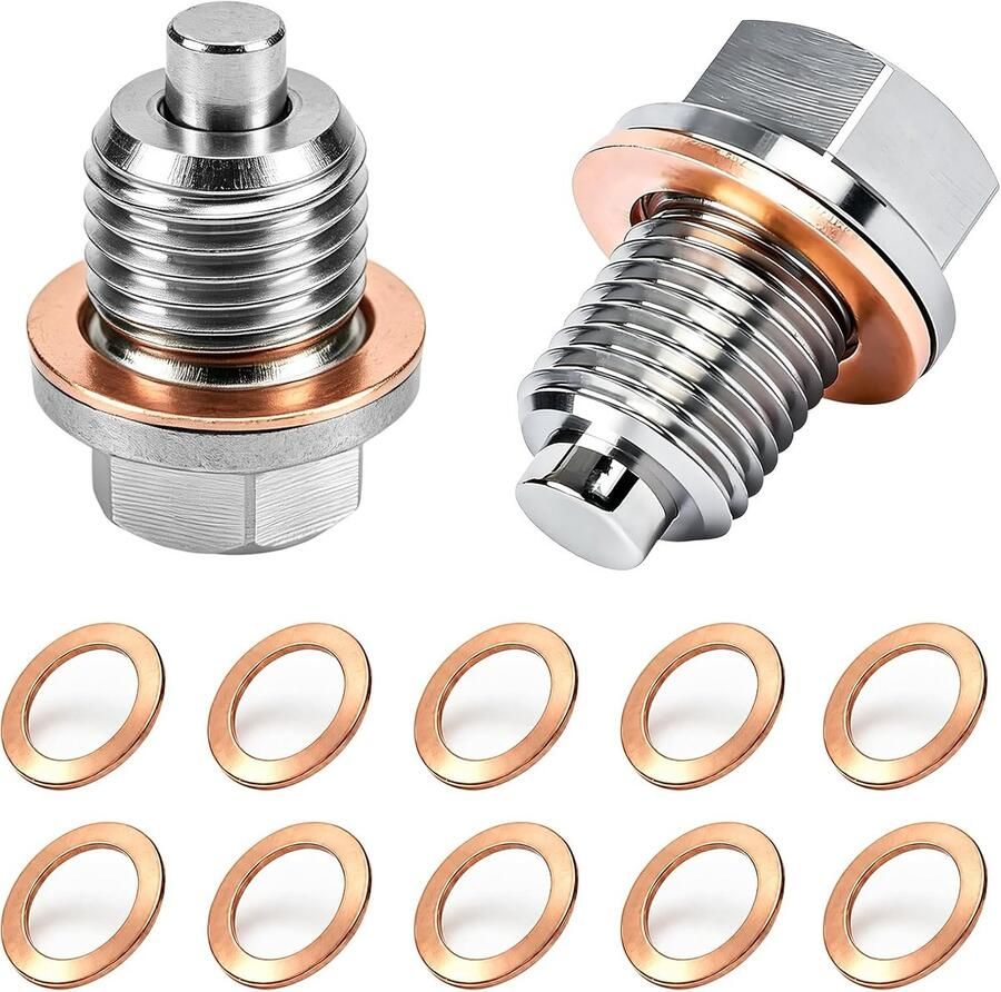 2 stuks magnetische olie-afvoerschroef M14 x 1 5 olieafvoerschroef met 10 koperen afdichtingen auto-reserveonderdeel olieschroef herbruikbare olieschroef voor de meeste automodellen