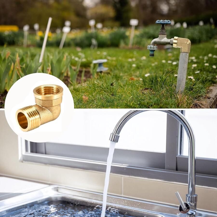 2 stuks messing hoek 90° 1 IG AG DN 25 buishoek boog 1 inch binnendraad x buitendraad sanitair aansluitstukken hoek 90 graden messing boog voor waterslang