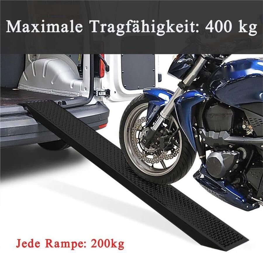 2 Stuks Oprijwagen van Gegalvaniseerd Staal 160x22 5x Antislip Oprijplaat voor Aanhangwagen Oprijplaat voor Motorfiets Aanhangwagen Grasmaaier Gazontractor 400kg per Paar (Zwart)
