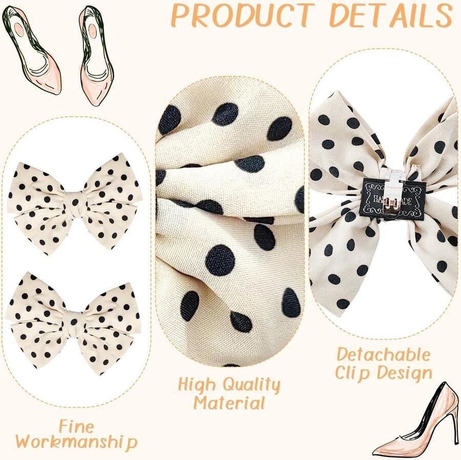 2 stuks schoenclips met strik satijnen lint stippen voor vrouwen en meisjes bruiloft feest hoge hakken sandalen