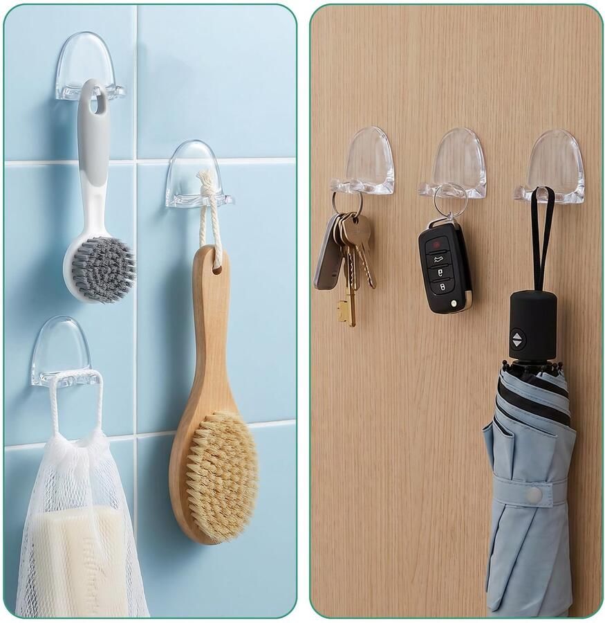 2 stuks sterke zelfklevende douche-scheermeshouder waterdichte roestvrijstalen wandhaken voor badkamer robuuste scheerapparaat zonder boren voor scheermessen handdoeken en luffa's