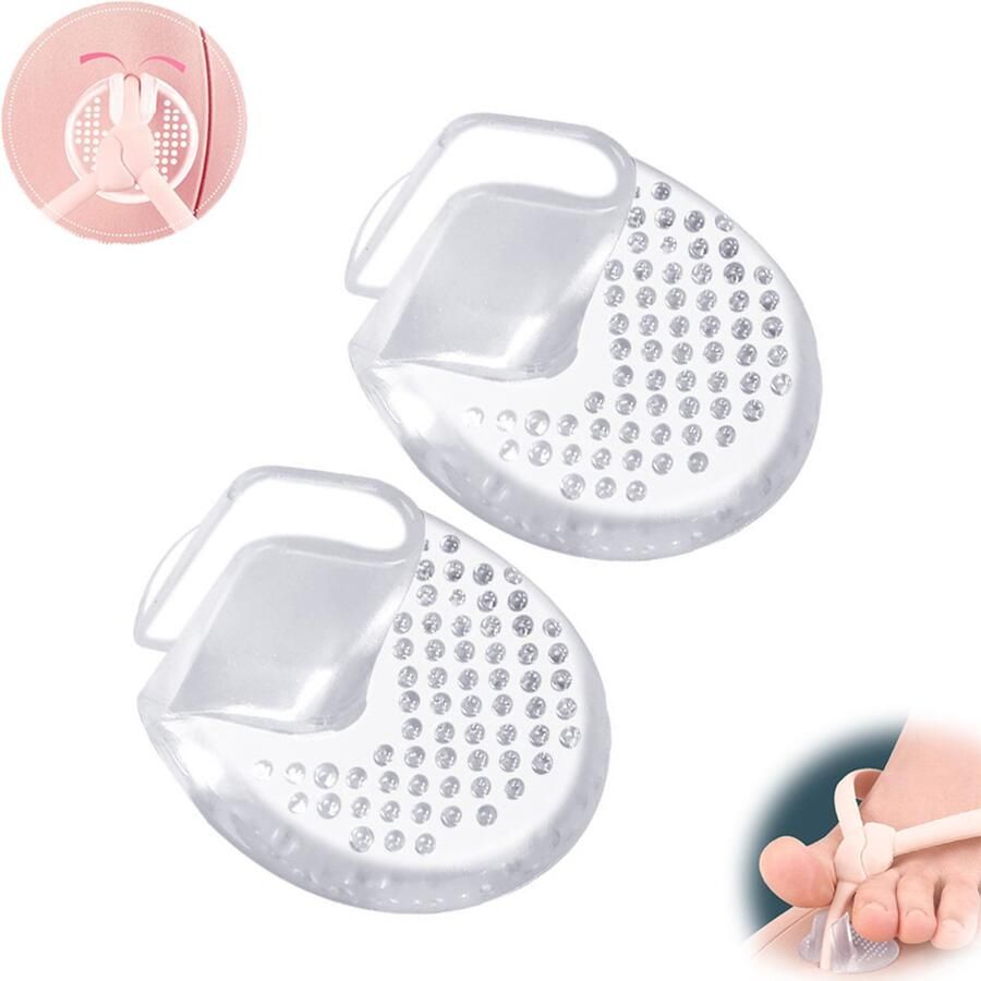 2 stuks Transparante siliconen gel-teensleeves voor teenslippers — Antislip & pijnverlichtende teenkussentjes — Teenbeschermers — Antislip-inlegzolen met nopjes voor teenslippers — Inlegzolen voor hoge hakken met teenbandje