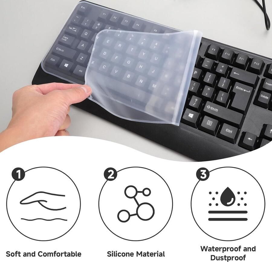 2 stuks transparante toetsenbordbescherming ultradunne toetsenbordafdekking van siliconen waterdichte toetsenbordbescherming stofbescherming wasbare laptoptoetsenbordbescherming voor