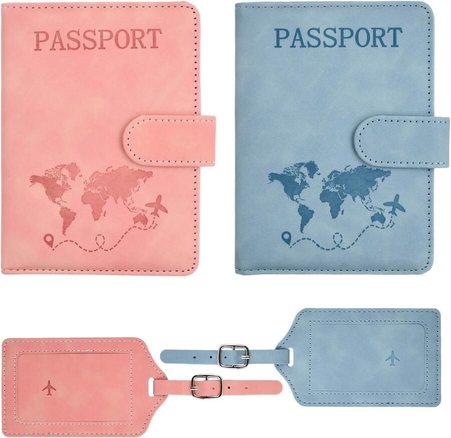 2 stuks universele reisportemonnee draagbare paspoort reisdeur met gouden patroon reislabels paspoorthoezen voor creditcards reisdocumenten