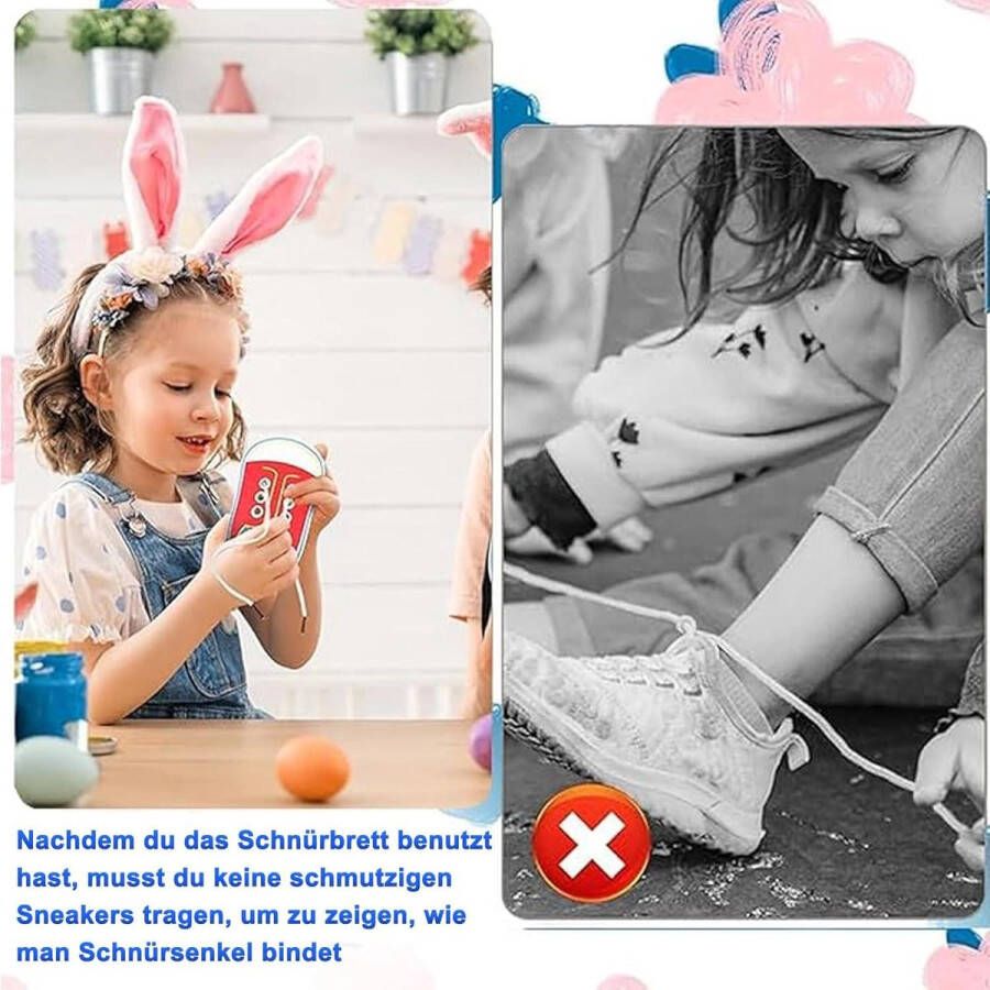 2 stuks veterschoenen om te leren strikken educatief speelgoed voor kinderen houten schoenen rood kleur
