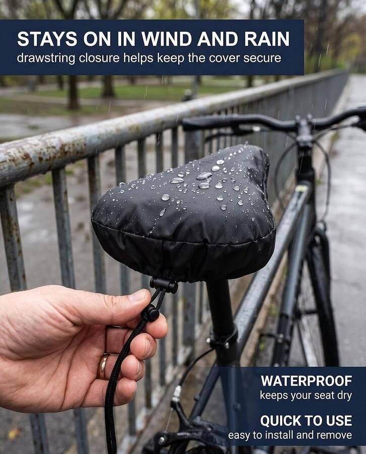 2 stuks waterdichte fietszadelhoes elastische zadelhoes ter bescherming tegen regen en sneeuw compatibel met de meeste fietsen - Foto 2