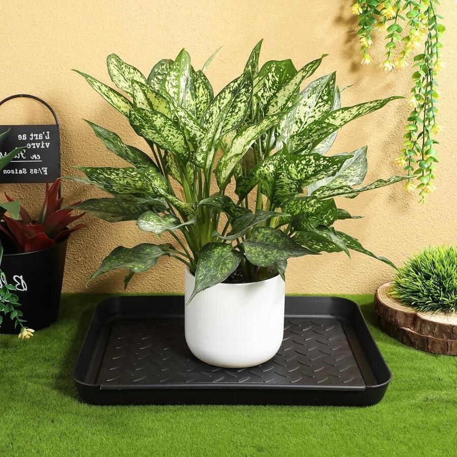 2 Stuks Zwarte Plastic Kofferbakjes met Antislip Loopvlak Multifunctionele Schoenmatten voor Binnengebruik Eenvoudig Schoon te Maken Ideaal voor Natte en Modderige Laarzen
