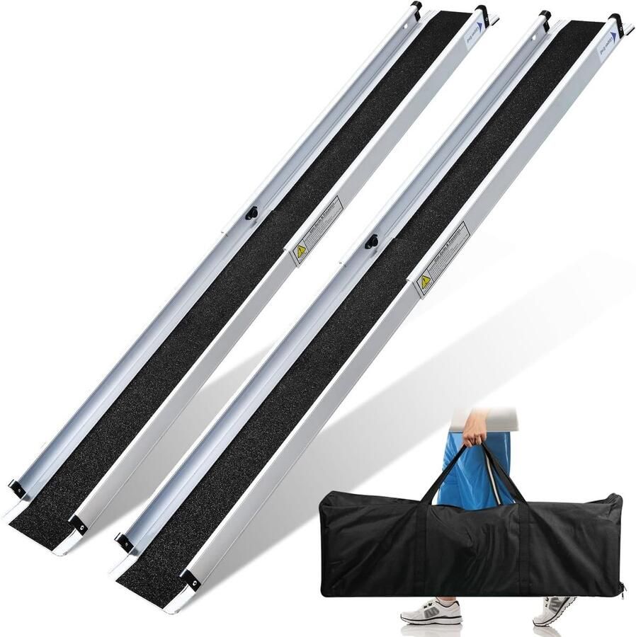 2 x 121- aluminium oprijplaat rolstoel tot 300 kg telescopische helling met stoffen tas inklapbare rolstoelhelling traphelling voor rolstoel
