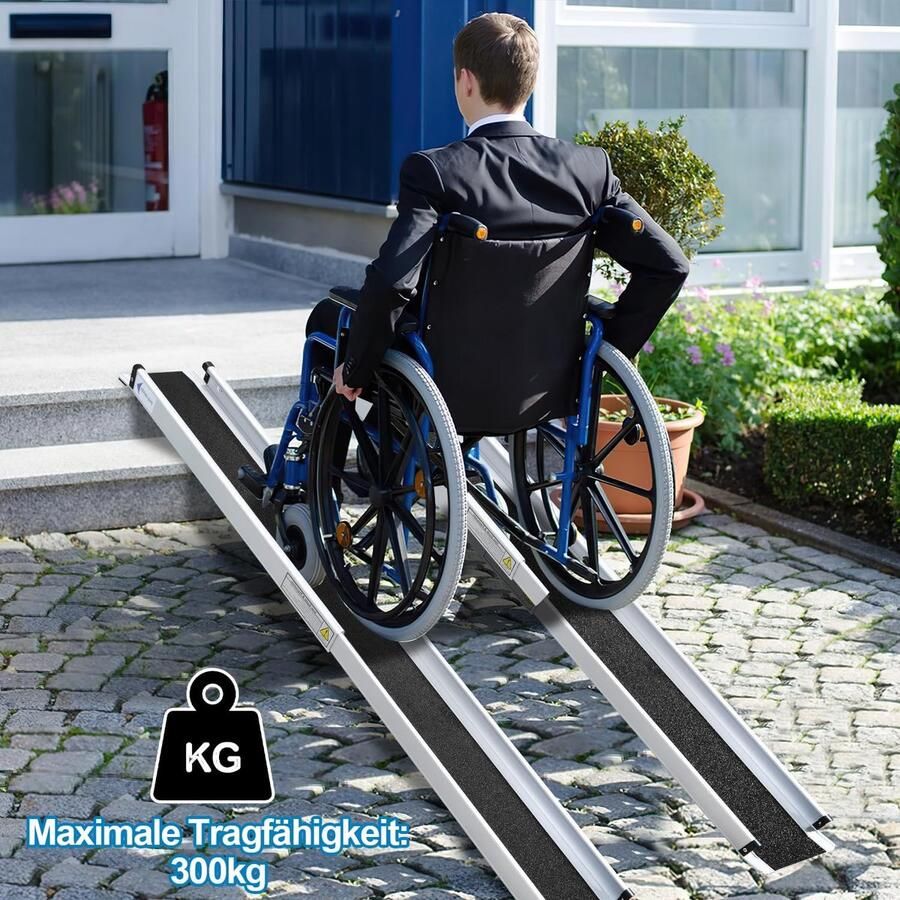 2 x rolstoelhelling 121- oprijplaat rolstoel tot 300 kg aluminium oprijplaat telescopische helling met stoffen tas inklapbare rolstoelhelling traphelling voor