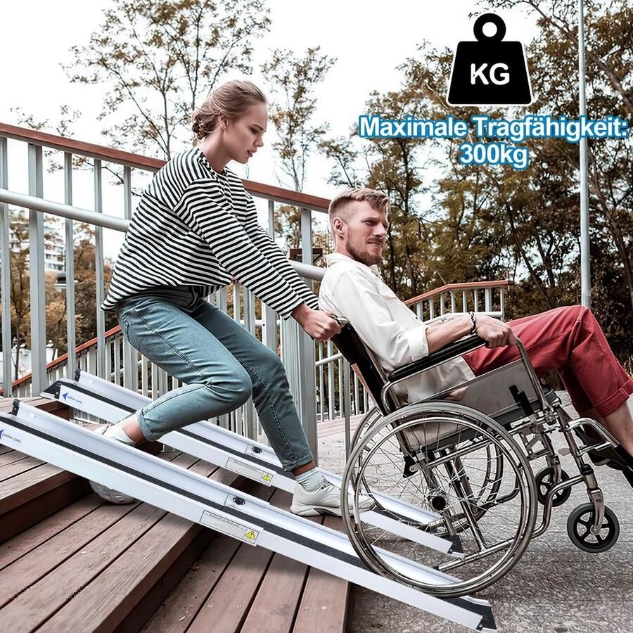 2 x rolstoelhelling aluminium telescopische helling 121- verstelbare laadhelling hondenhelling antislip voor trappen en rolstoelgebruikers tot 300 kg laadcapaciteit