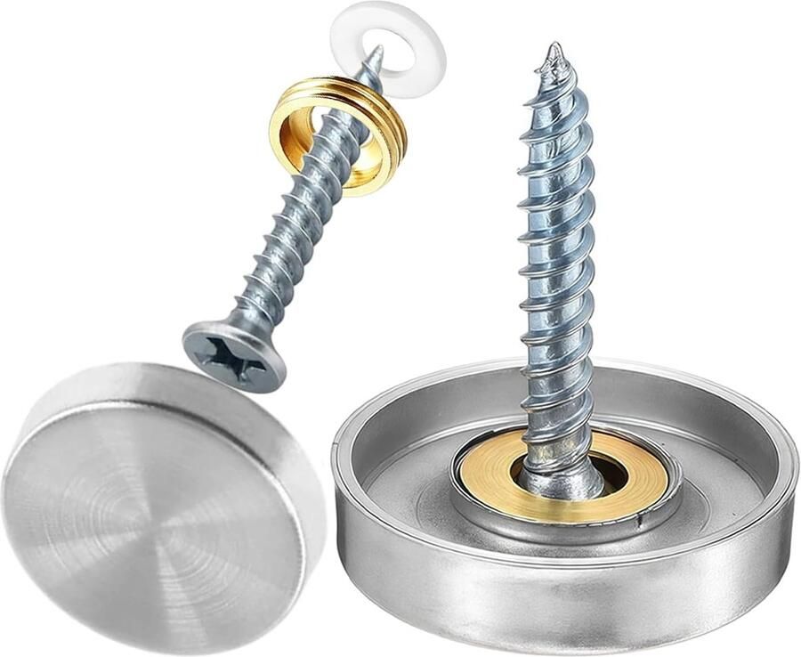 20 mm roestvrij staal 20 stuks decoratieve sierschroeven met afdekdop en sluitring siernagels voor spiegels tafels kasten meubels reclameborden