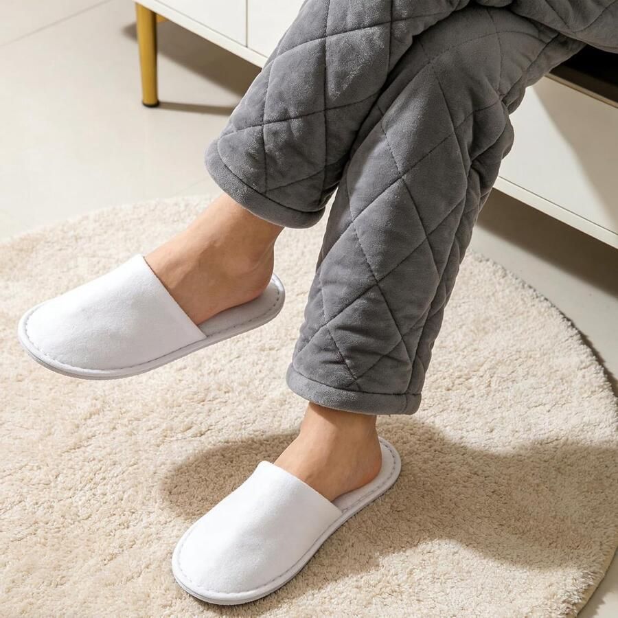 20 Paar Antislip Badstof Pantoffels van Koraalfleece voor Hotel Reizen en Thuis Universele Maat Comfortabele Slippers voor Gasten en Thuisgebruik