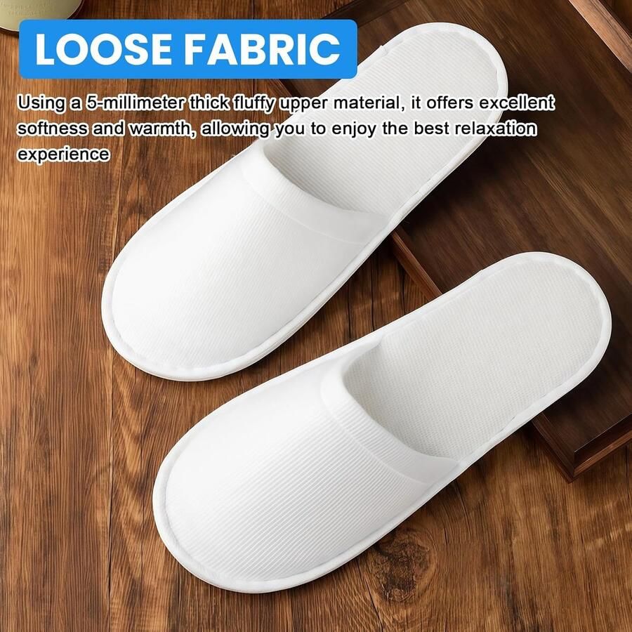 20 paar antislip wegwerppantoffels met gesloten tenen: pluizig 5 mm witte gastenpantoffels anti-slip design uniseks witte gastenpantoffels set voor hotel spa en thuis )