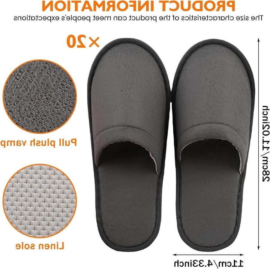 Comfortabele en Draagbare Antislip Slippers voor Hotel Reizen en Thuisgebruik Unisex Badslippers 28 x 11 x (Grijs)