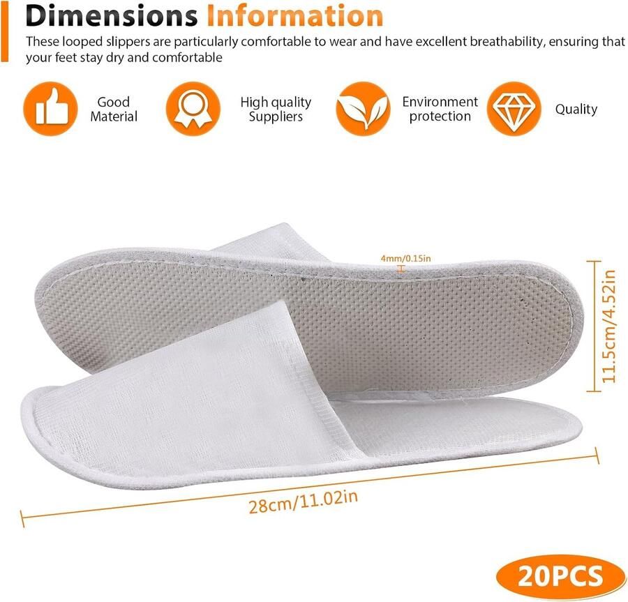 20 paar gastenpantoffels hotelslipper: draagbare antislip pantoffels