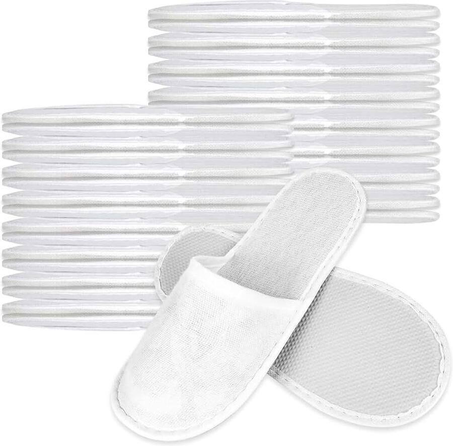 20 paar hotelpantoffels gastenpantoffels badstof pantoffels wegwerp-pantoffels comfort antislip 5 mm zool hotel spa voor logeerkamer wit