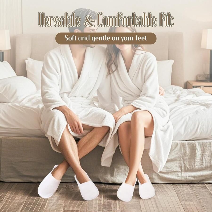 20 paar hotelslippers wit voor en antislip wegwerppantoffels gastenpantoffels gesloten tenen uniseks badstofslippers voor hotel gasten en spa