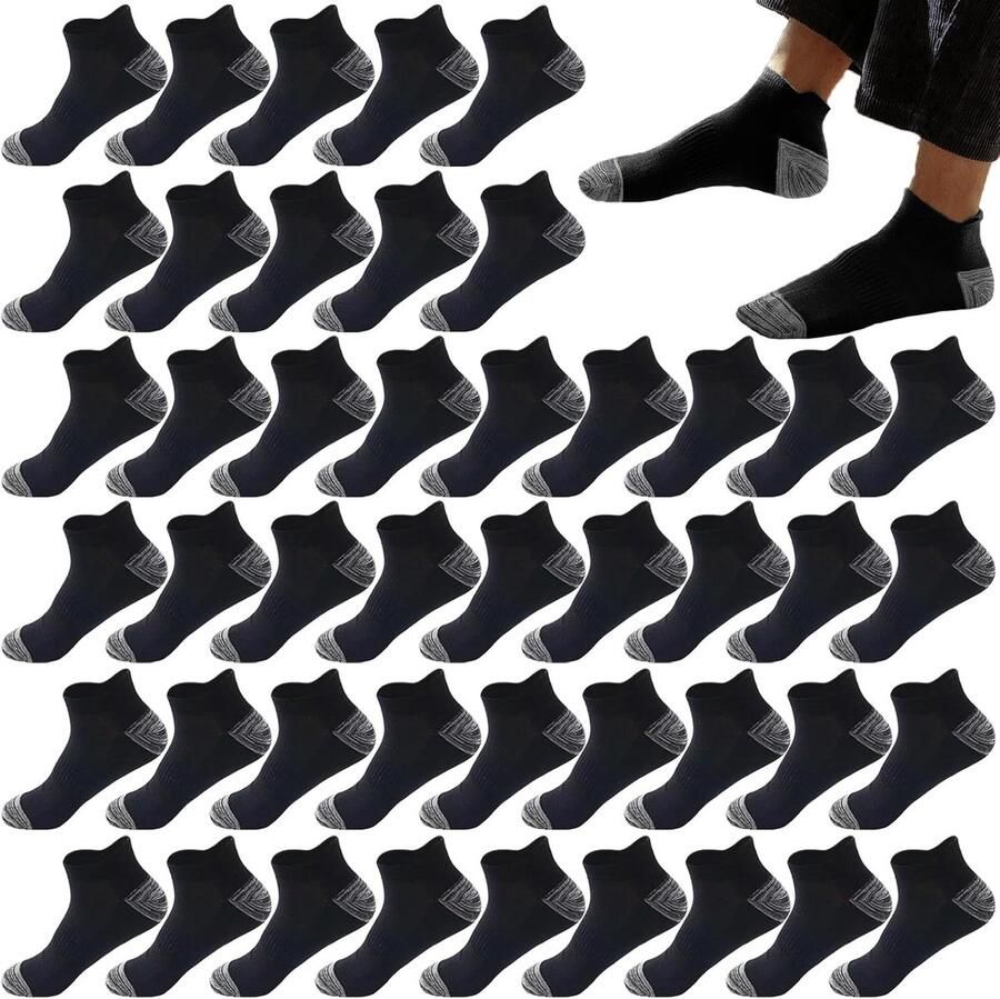 20 Paar Lage Sneakersokken voor Heren Ademend en Schokdempend voor Sport - Foto 1