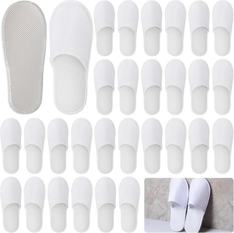 20 Paar Luxe Spa & Hotel Slippers Wit Unisex Wegwerp