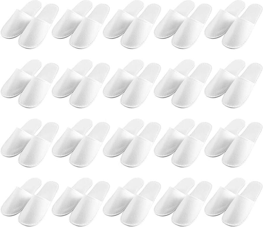 20 paar witte badstofslippers hotelslippers spa gastenpantoffels universeel 28 x draagbaar voor reizen thuis en in de salon