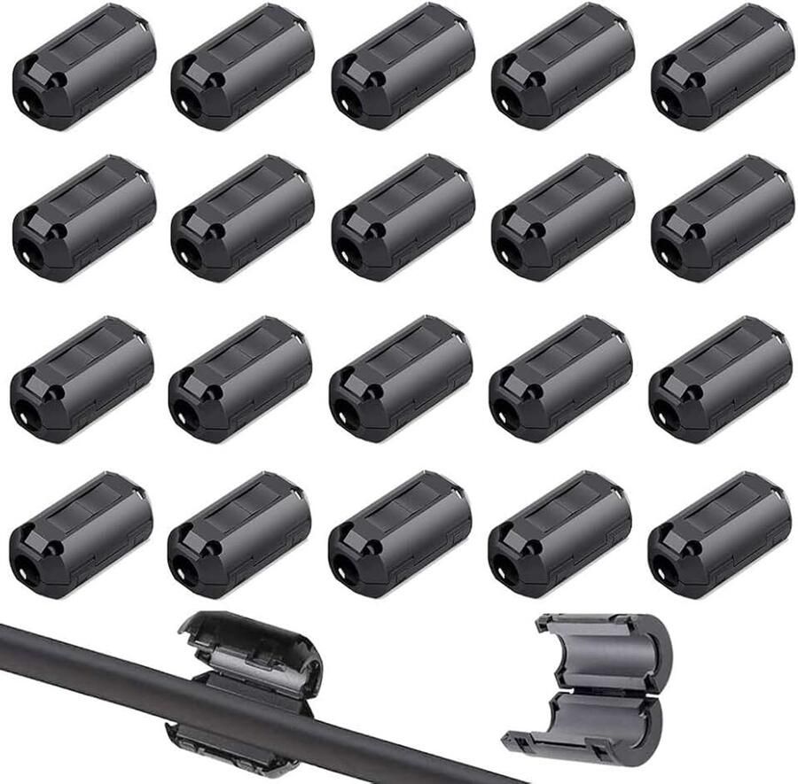 20 stuks 5 mm zwarte ferrietringkern kabelclip ruisonderdrukking RFI EMI anti-interferentie hoogfrequent filter (5 mm binnendiameter)