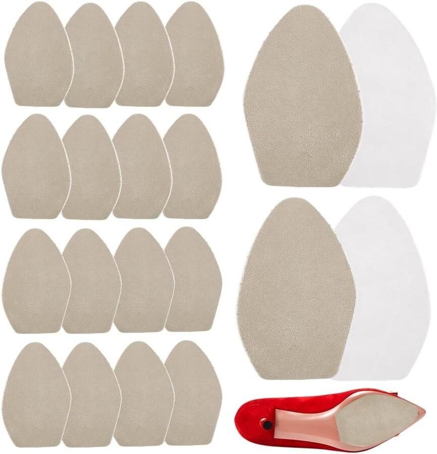 20 Stuks Antislip Schoenzoolbeschermers Zelfklevende Pads voor Hoge Hakken en Sneakers Faux Suède 3 2 x 5 Inch