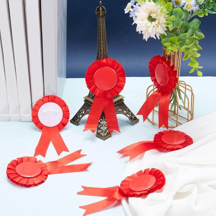 20 Stuks Blanco Award Lint Rode Rozet Eervolle Deelname Badge Linten Prijs Winnaar Overwinning Erkenning Broche voor 1e 2e 3e Plaats Medailles Competitie Sport Evenement School Wedstrijden