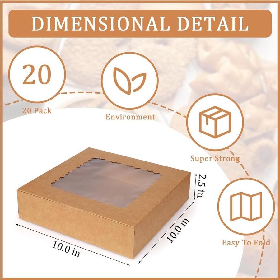 20 stuks bruine taartdoosjes met venster 25 4 x 25 4 x taartdoos gebakkarton geschenkdoos koekjes muffin taarten macaron donut cupcakedozen transportbox