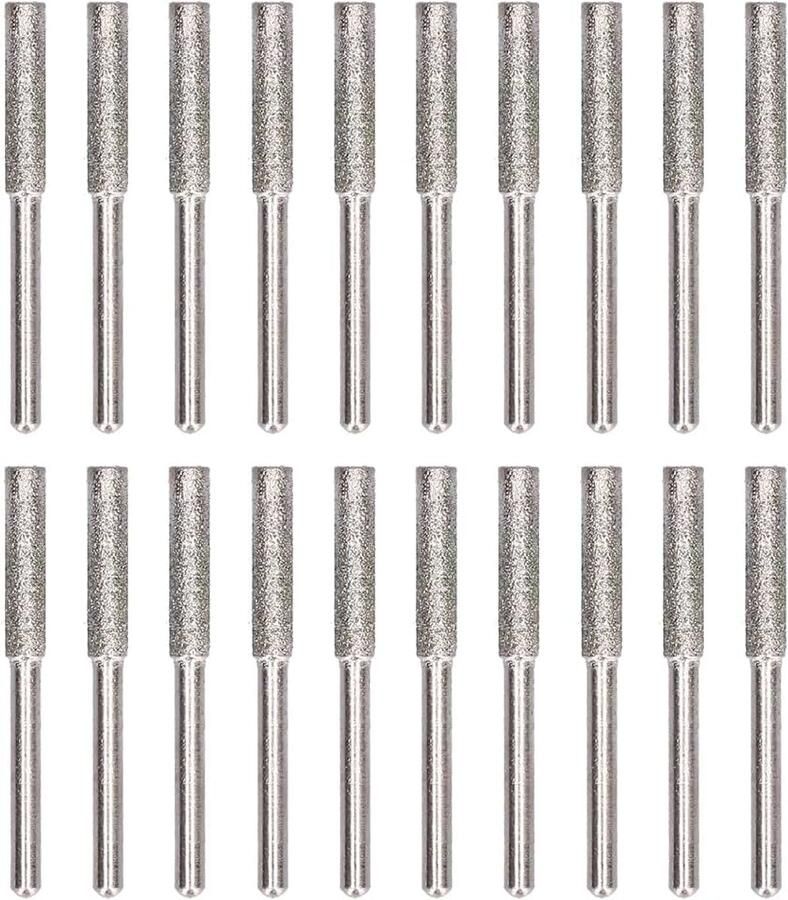 20 Stuks Diamanten Kettingzaagslijper Braamslijpvijl Metalen Snijgereedschap 3 8 Inch Kettingen 7 32 Inch Wiel Elektrische Slijper voor Slijpen en Matrijsverwerking met (4.8MM)