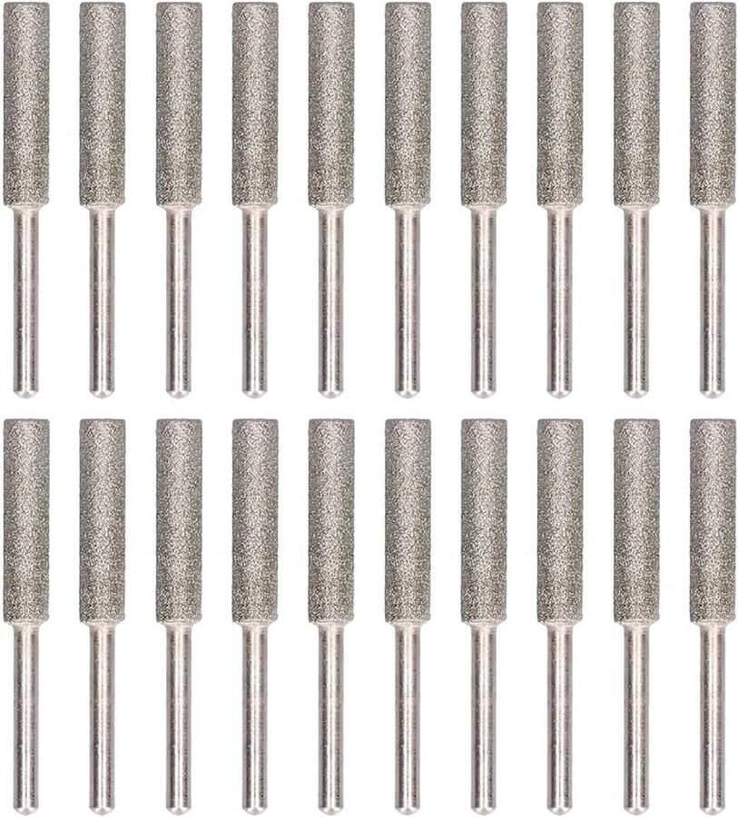 20 Stuks Diamanten Kettingzaagslijper Braamslijpvijl Metalen Snijgereedschap 3 8 Inch Kettingen 7 32 Inch Wiel Elektrische Slijper voor Slijpen en Matrijsverwerking met (5 mm)