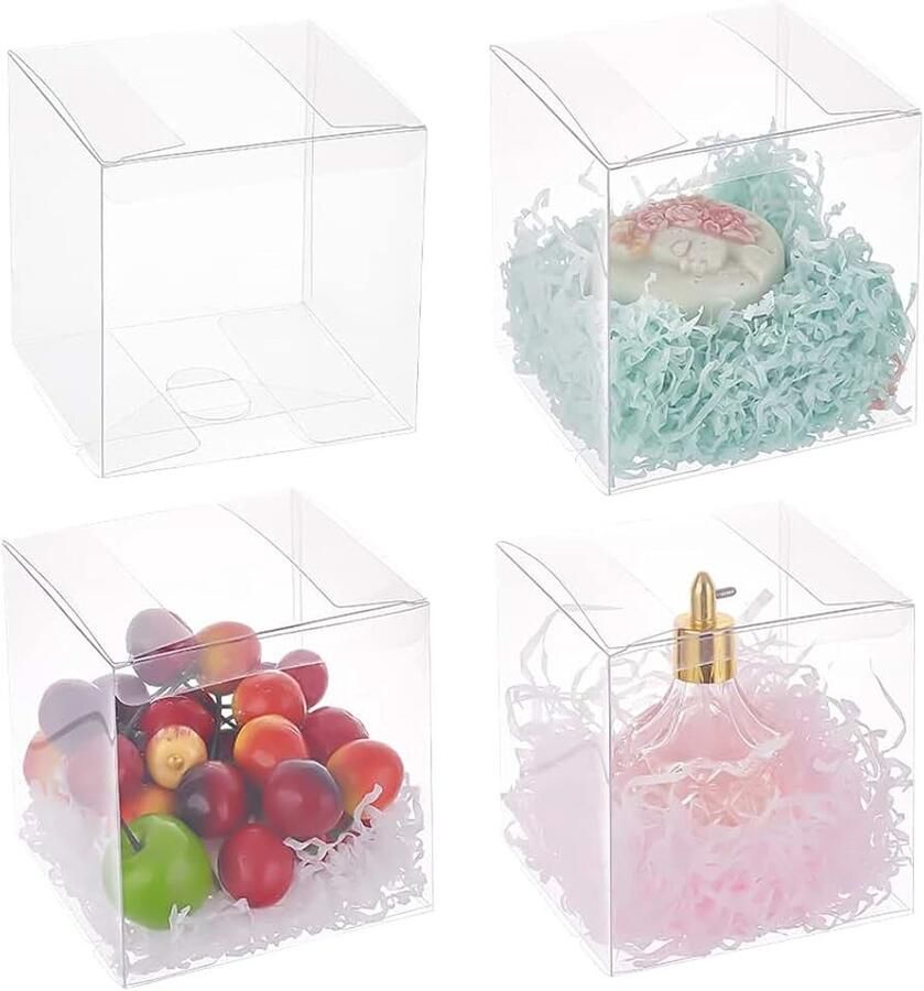 20 stuks doorzichtige geschenkdoosjes van 11 x 11 x voor bedankcadeautjes bij bruiloften vierkante geschenkdoosjes van PVC voor snoep chocolade Valentijnsdag geschenkverpakking