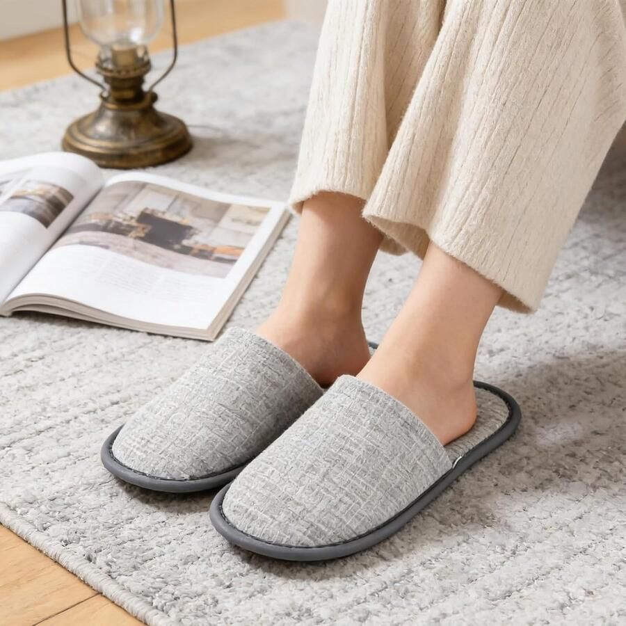 20 Stuks Draagbare Hotel Slippers 6mm Antislip Linnen Slippers voor Thuis Spa en Reizen (28x