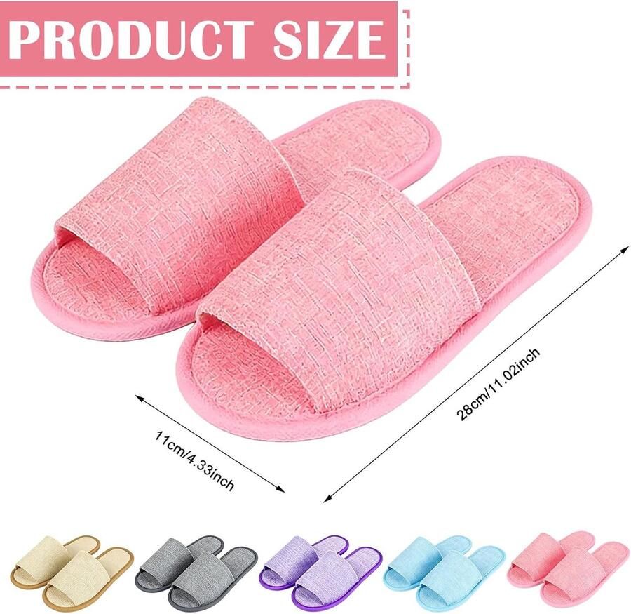 20 stuks hotelpantoffels 6 mm paar draagbare pantoffels van linnen antislip linnen stof voor hotels en spa thuis reizen (28 x