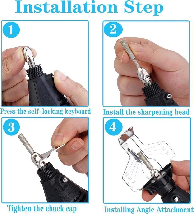 20 stuks kettingzagen slijpafzetstuk kettingzagen slijpapparaat met hoekgeleiding en diamantslijpsteenvijlen kettingzaagslijpset voor mini-boormachines rotatiegereedschap en accessoires