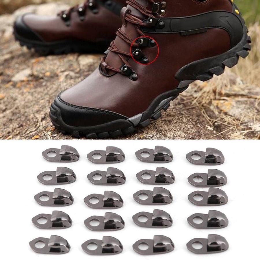 20 Stuks Laarzen Eyelets en Rivets Metalen Haakjes voor Schoenen Ideaal voor Klim- en Wandelschoenen