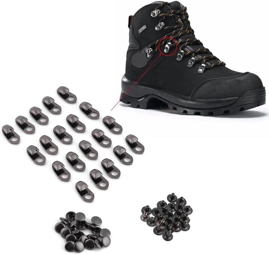 20 Stuks Laarzenhaakjes met Rivets voor Klim Wandelen Werkschoenen en Outdoor Activiteiten