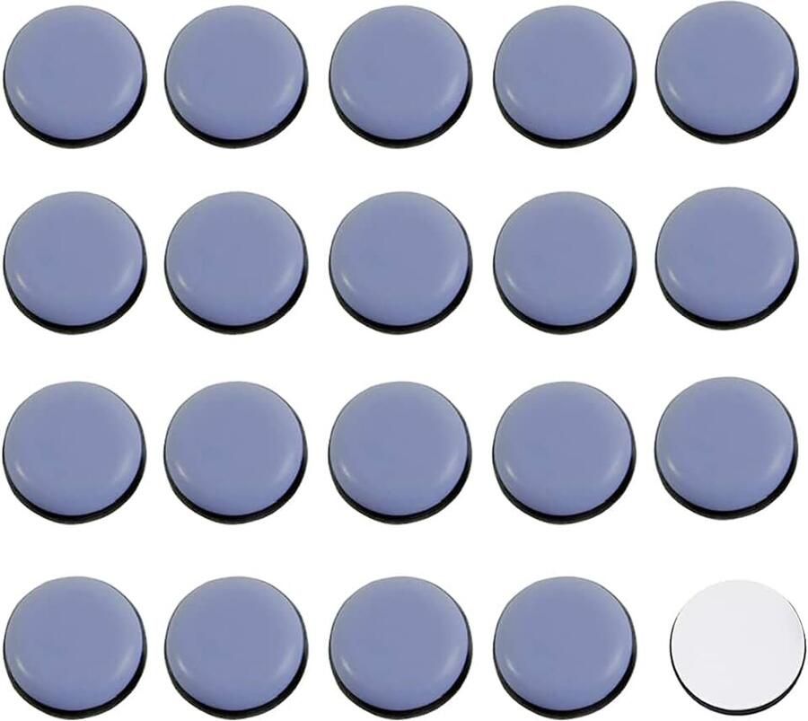 20 stuks meubelglijders vierkante meubelglijders PTFE teflon zelfklevende meubelglijders voor eenvoudig verplaatsen van meubels (rond 25 mm)