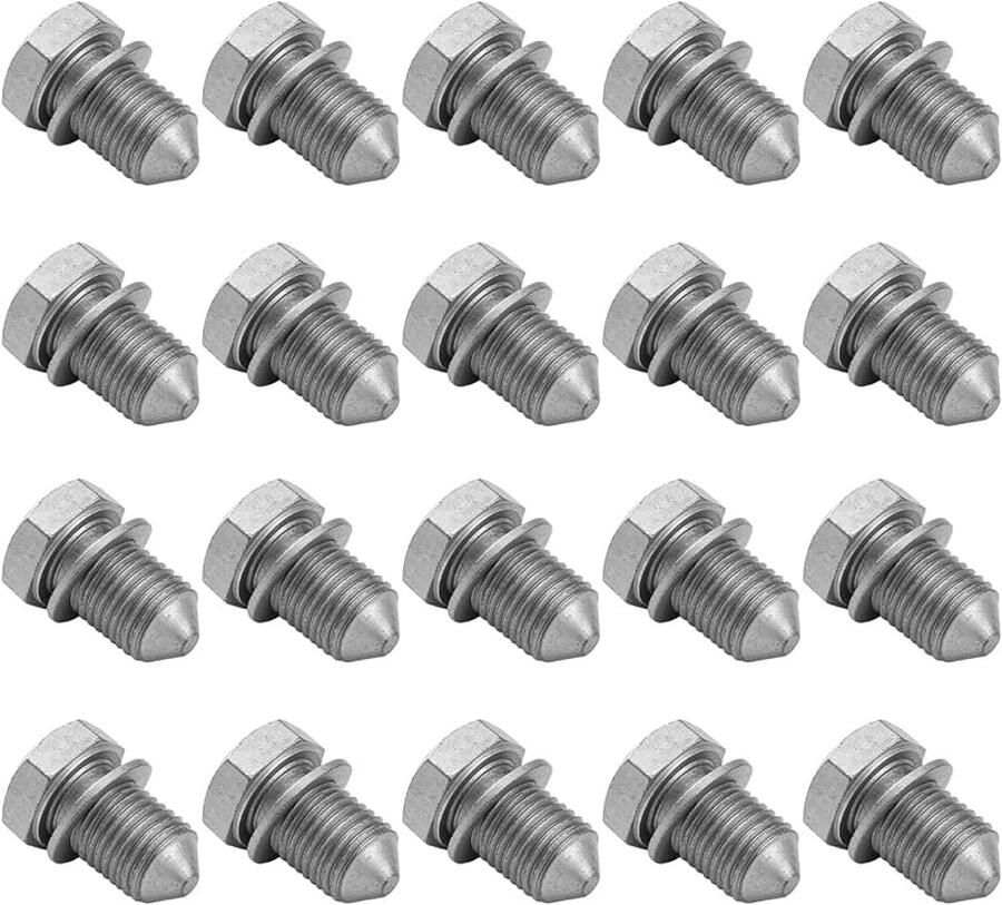 20 stuks olieafvoerschroef met afdichtring: metaal zilver niet-magnetisch automatische transmissie olieafvoerschroef M14x15 precisie sluitschroef afvoerschroef olievak voor voertuigonderhoud