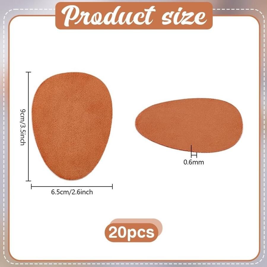 20 Stuks Schoenzolen Beschermers 6.3 x Antislip Schoenpads voor Hakken Sneakers en Platte Schoenen met Lijm en Faux Suède Grip