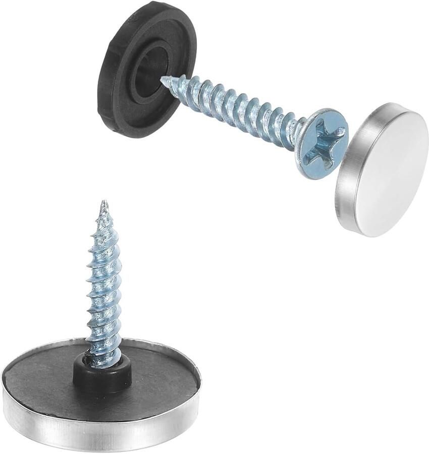 20 stuks sierschroeven 16 mm roestvrij staal decoratieve spiegelschroeven met afdekkap sluitring siernagels voor spiegeltafels theetafels kledingkasten meubels reclameborden